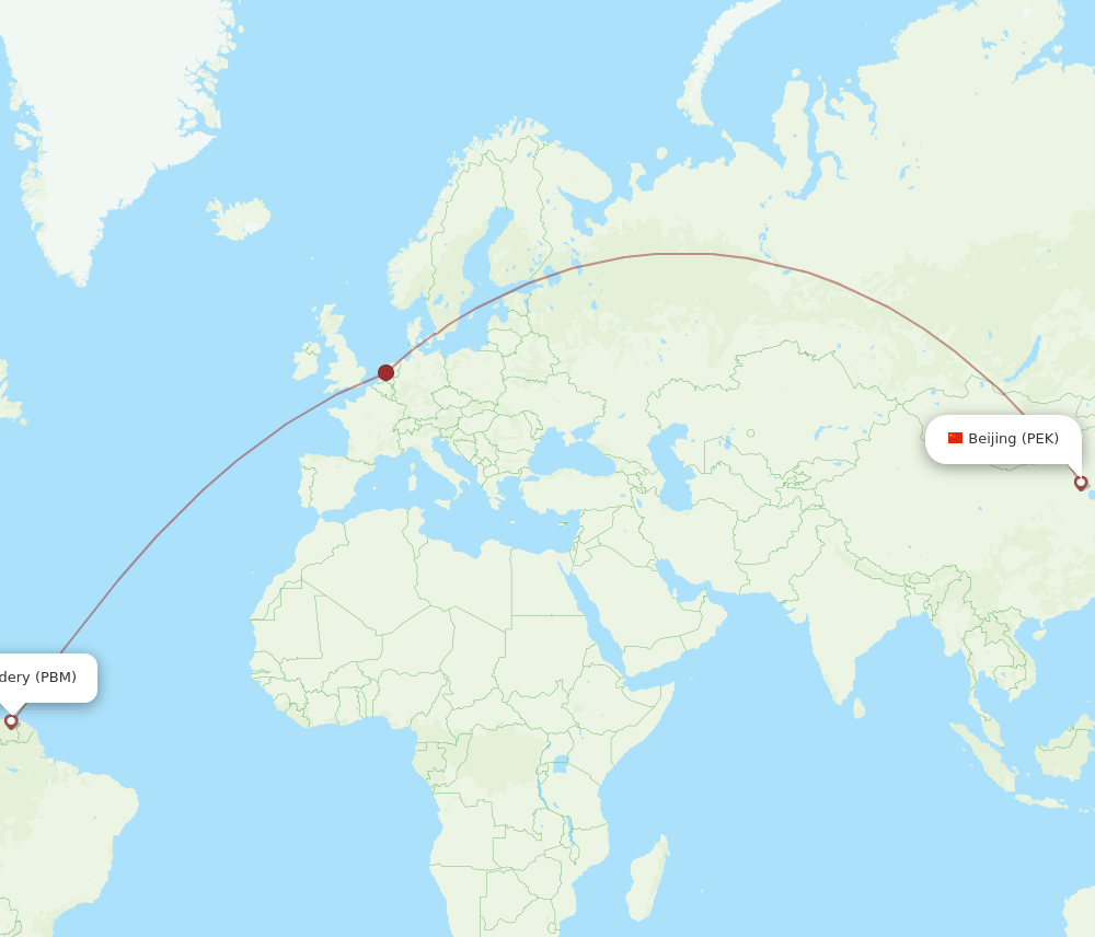 PBM-PEK flight routes