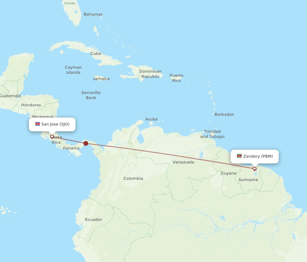 PBM-SJO flight routes