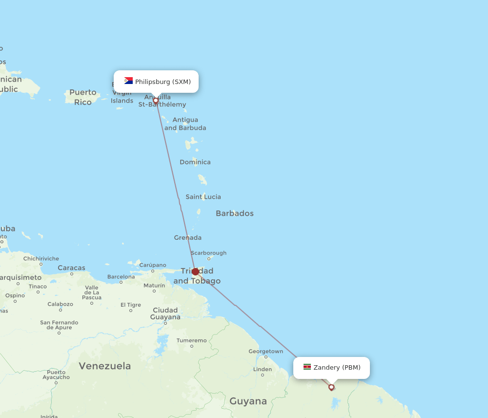 PBM-SXM flight routes