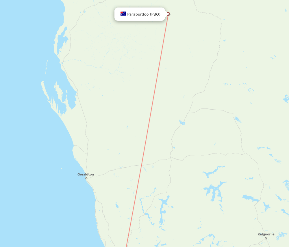 Paraburdoo - Perth route map and flight paths