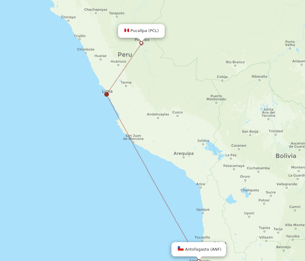 PCL to ANF flights and routes map