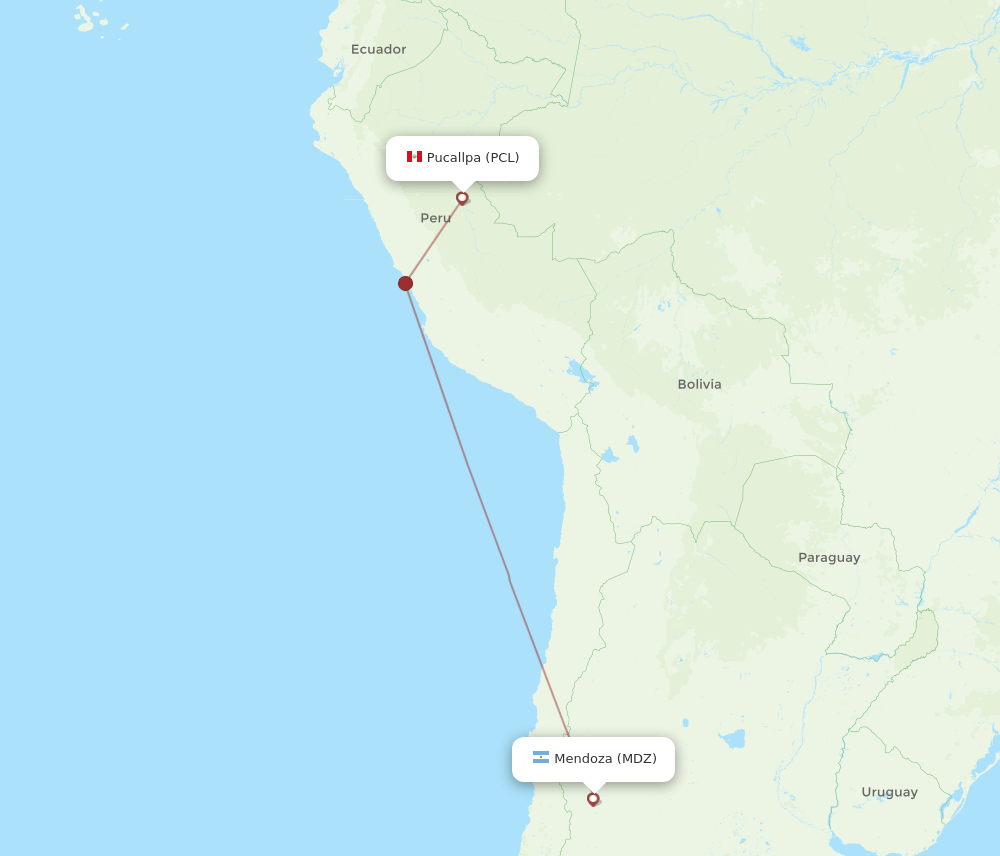 Mendoza - Pucallpa route map and flight paths