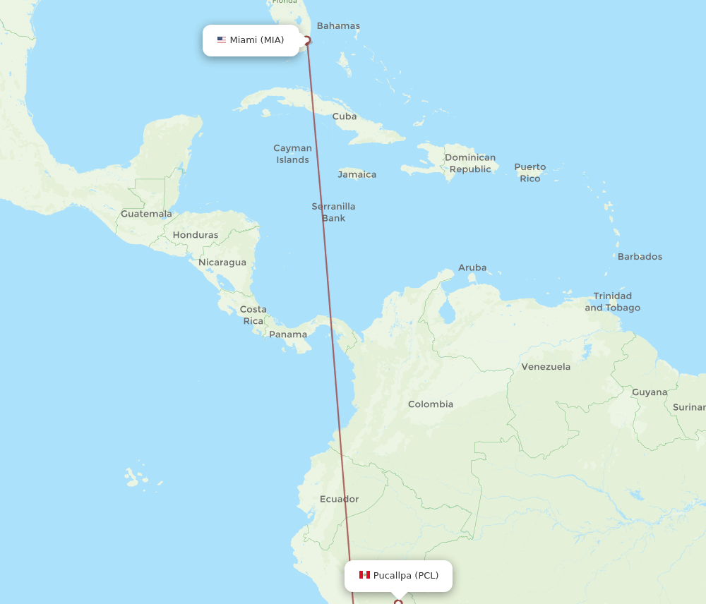 PCL-MIA flight routes