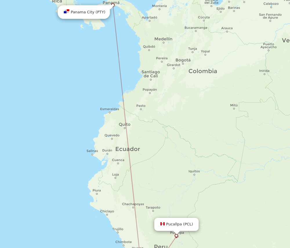 PCL-PTY flight routes
