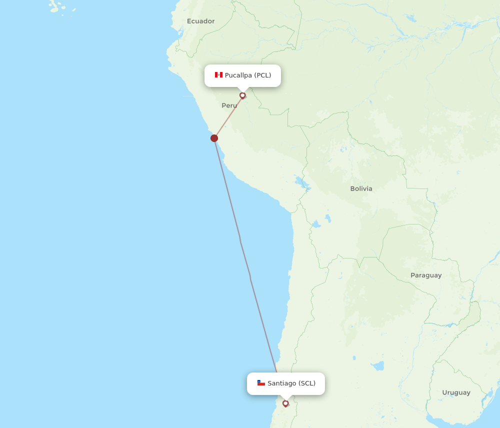 PCL to SCL flights and routes map