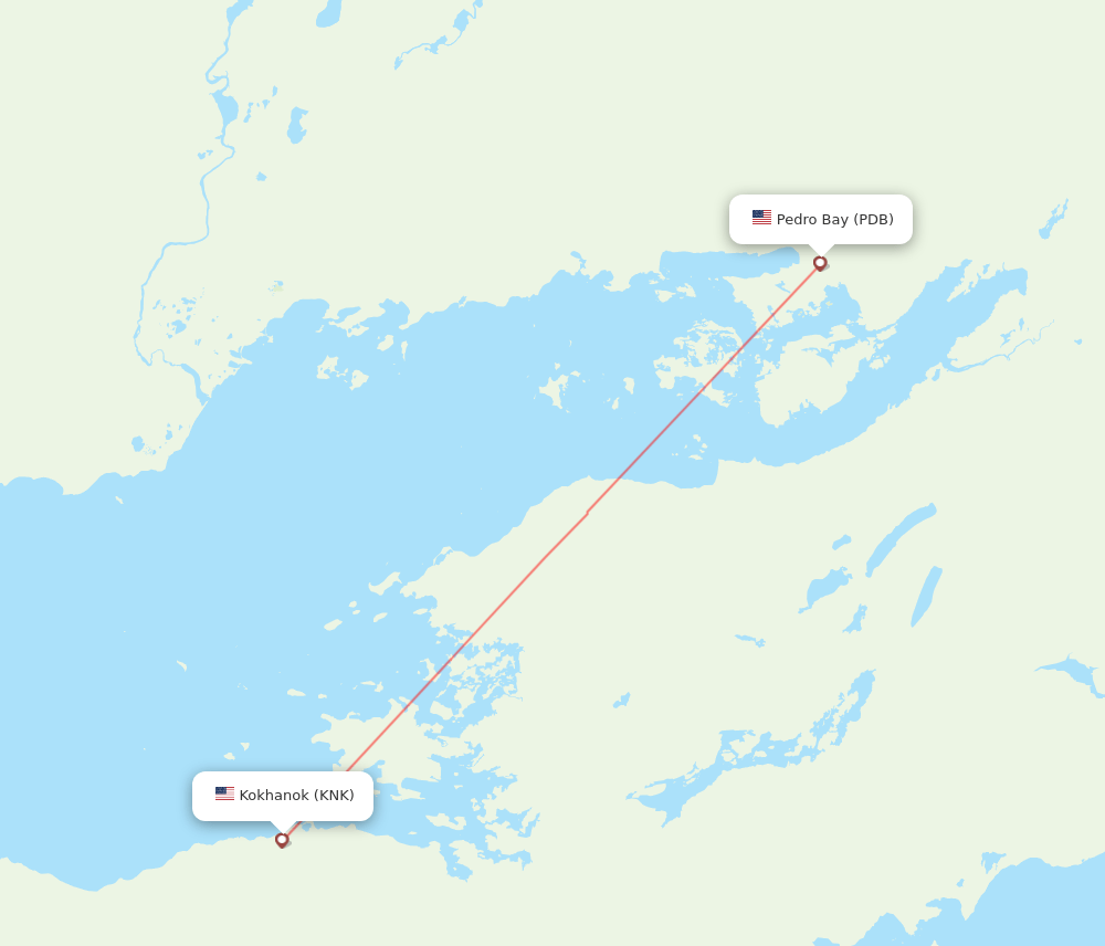 Pedro Bay - Kokhanok route map and flight paths