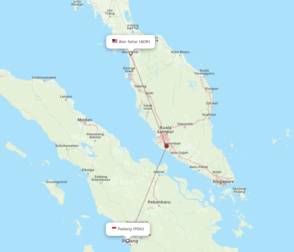 PDG-AOR flight routes