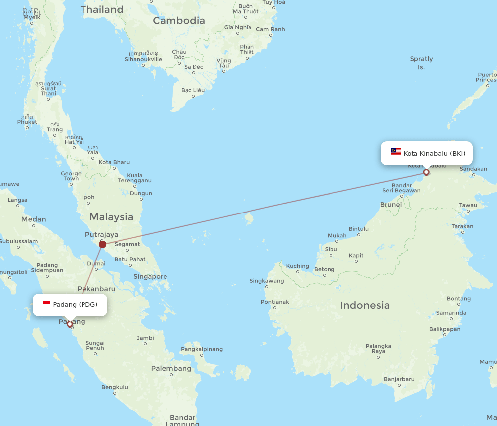 PDG-BKI flight routes