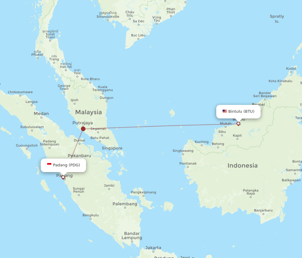 PDG-BTU flight routes