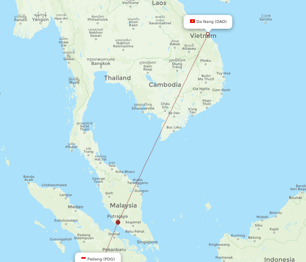 PDG-DAD flight routes