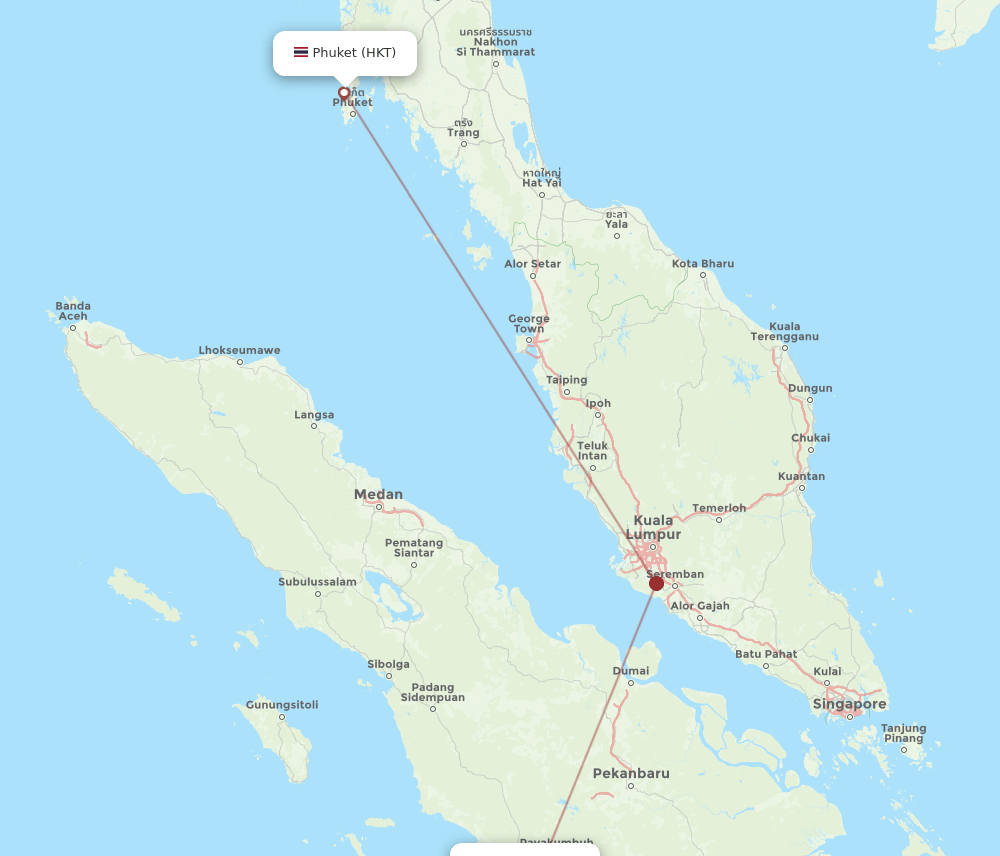 PDG to HKT flights and routes map