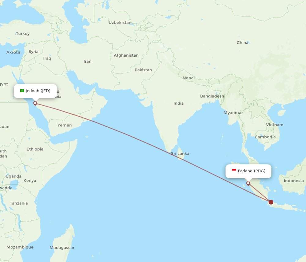 PDG-JED flight routes
