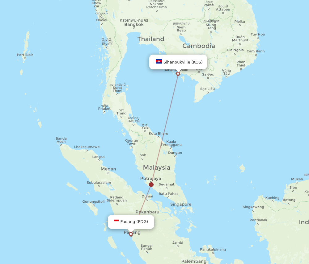 PDG-KOS flight routes