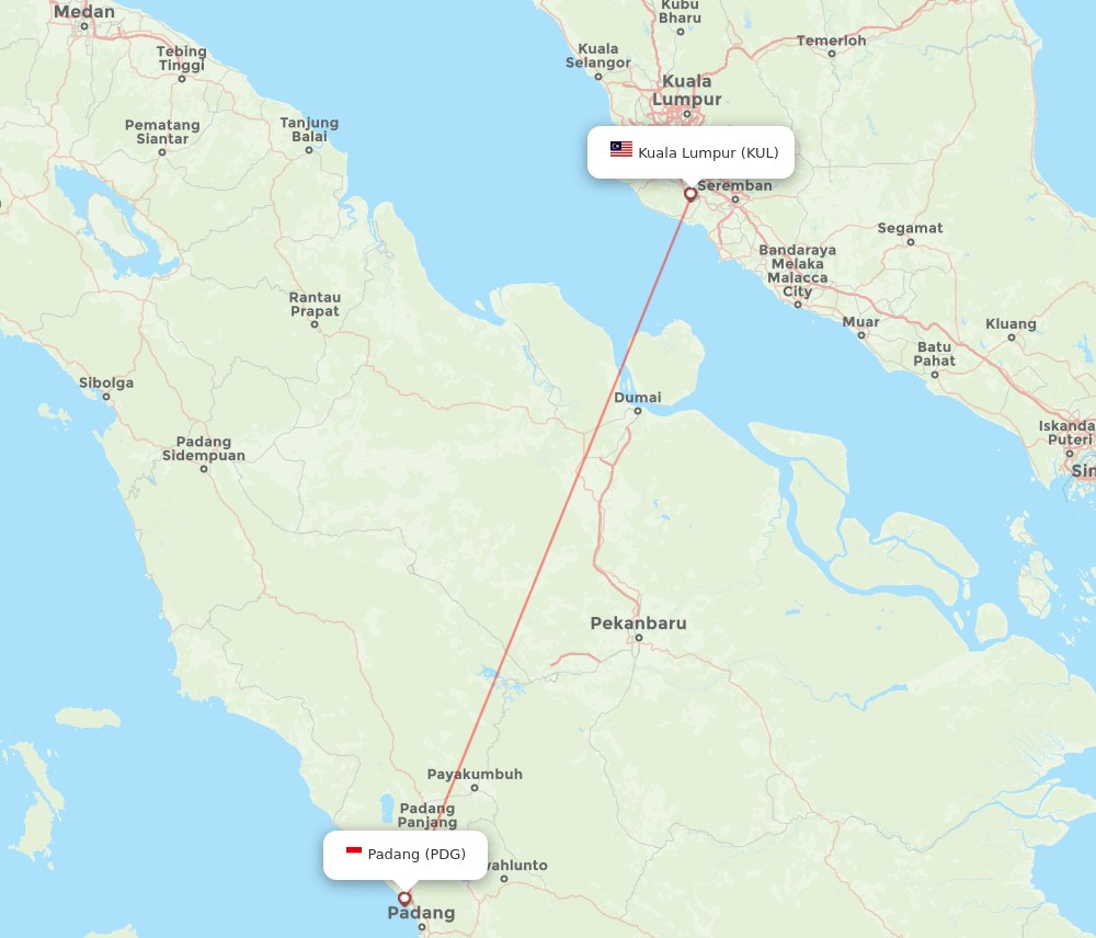 PDG-KUL flight routes