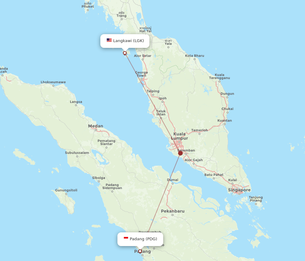 PDG-LGK flight routes