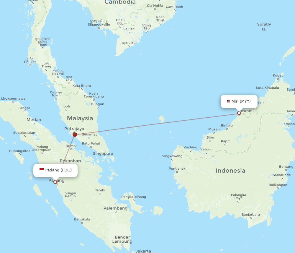 PDG-MYY flight routes