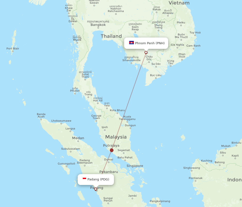 PDG-PNH flight routes