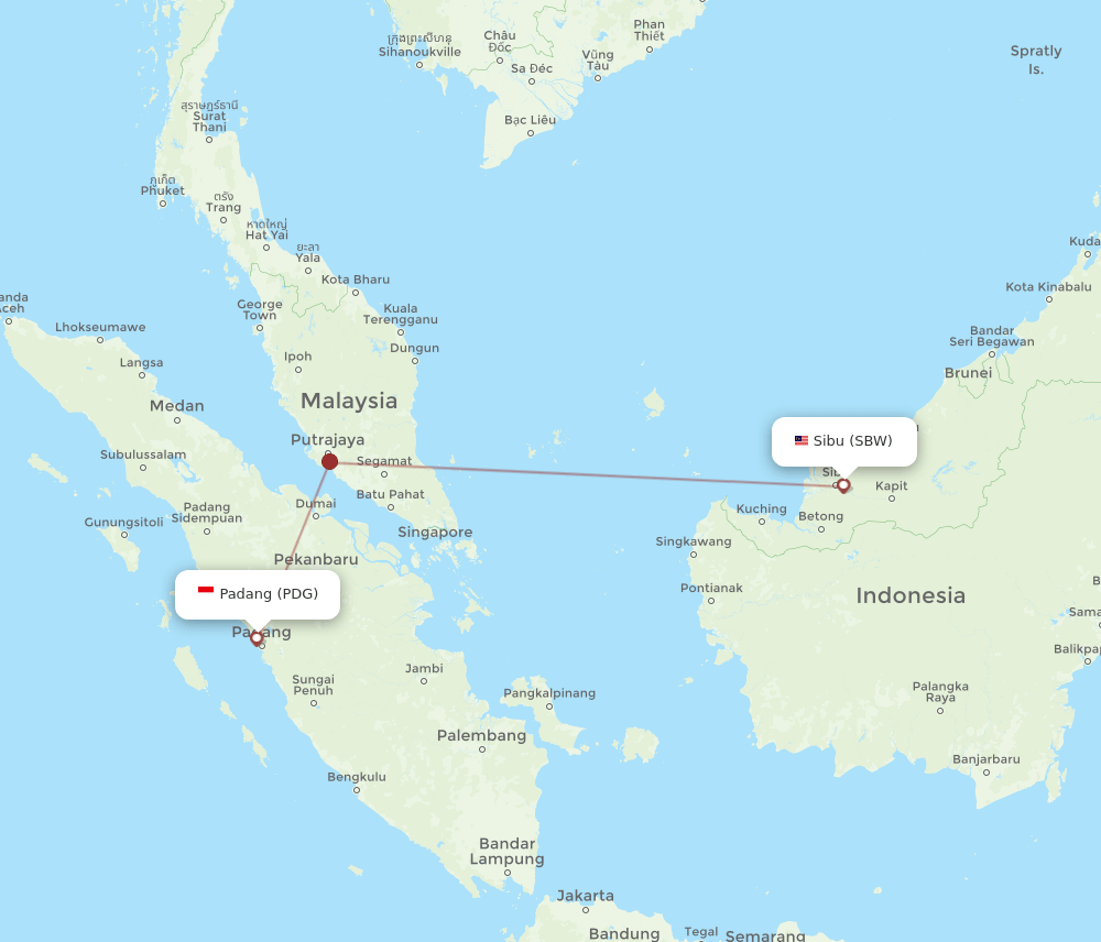 PDG-SBW flight routes