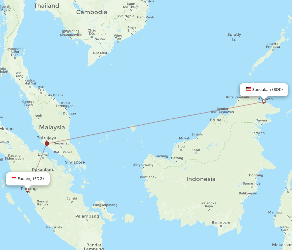 PDG to SDK flights and routes map