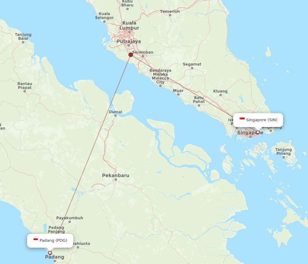 PDG-SIN flight routes