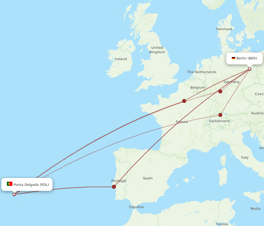 PDL-BER flight routes