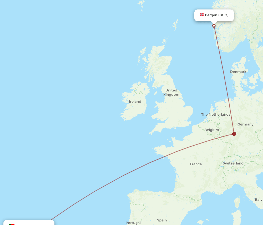 PDL-BGO flight routes