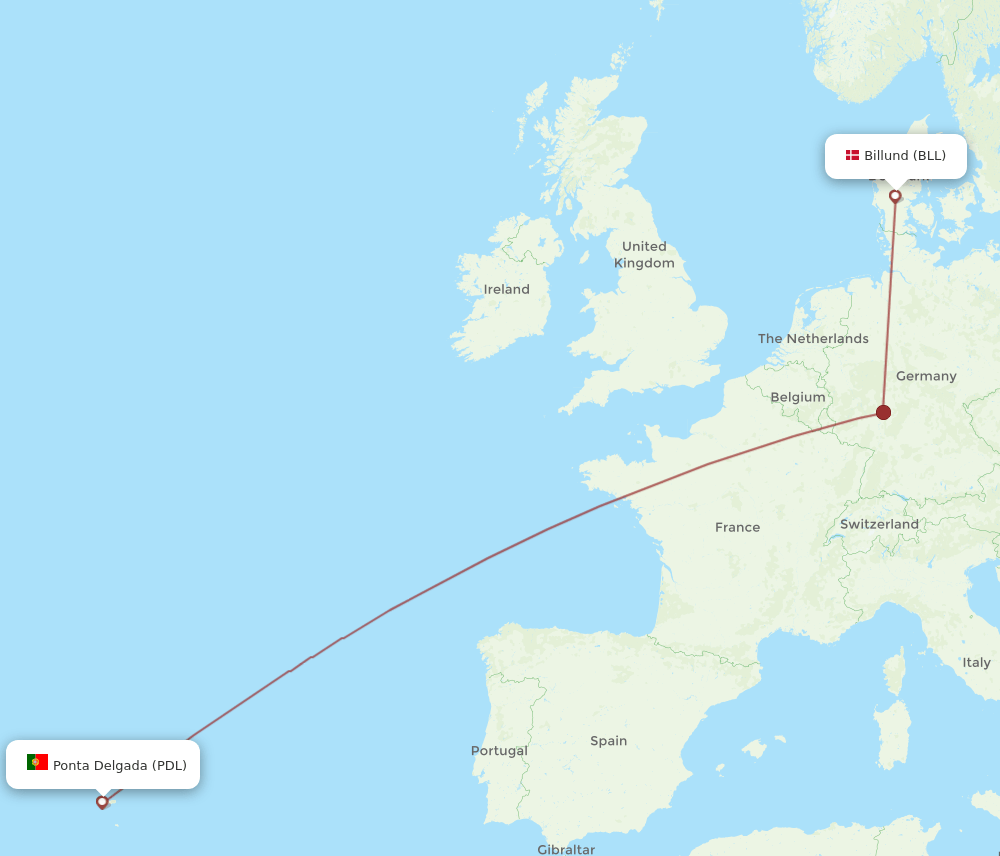PDL-BLL flight routes