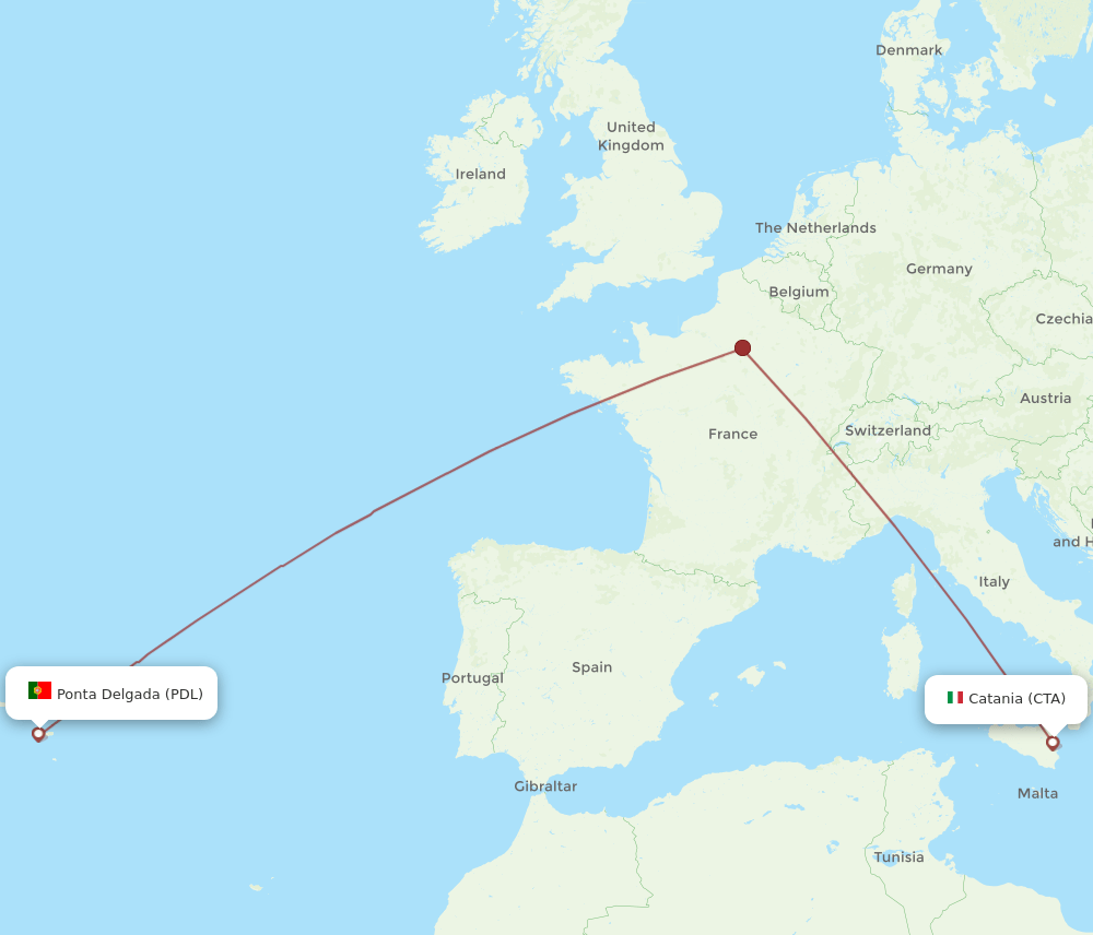 PDL-CTA flight routes