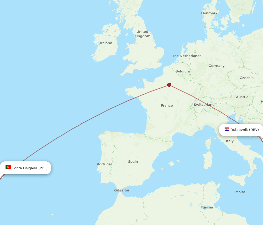 PDL-DBV flight routes