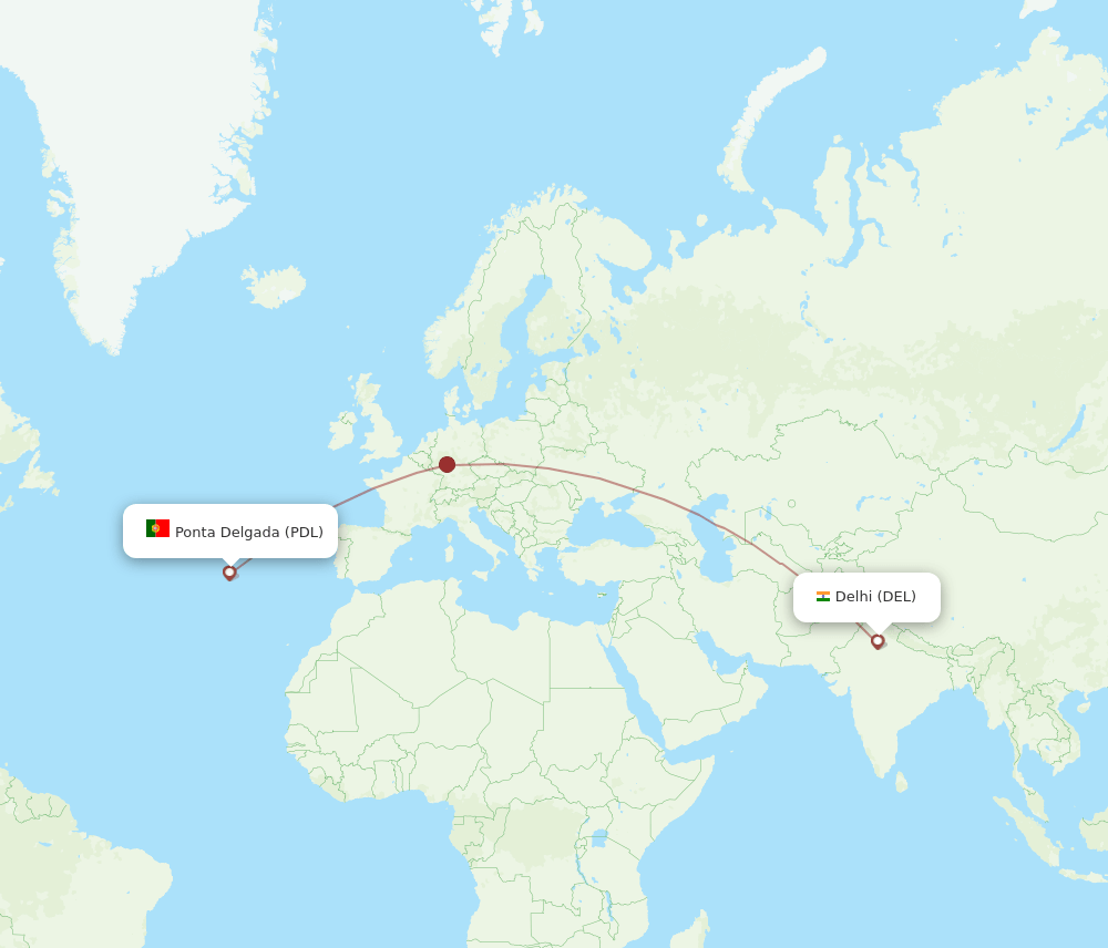 PDL-DEL flight routes