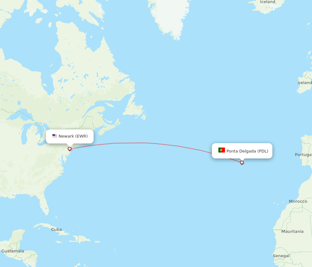 PDL-EWR flight routes