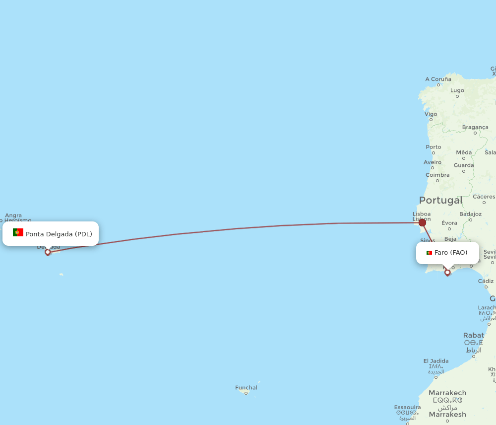 PDL-FAO flight routes