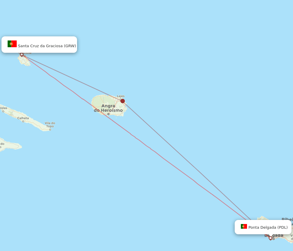 PDL to GRW flights and routes map