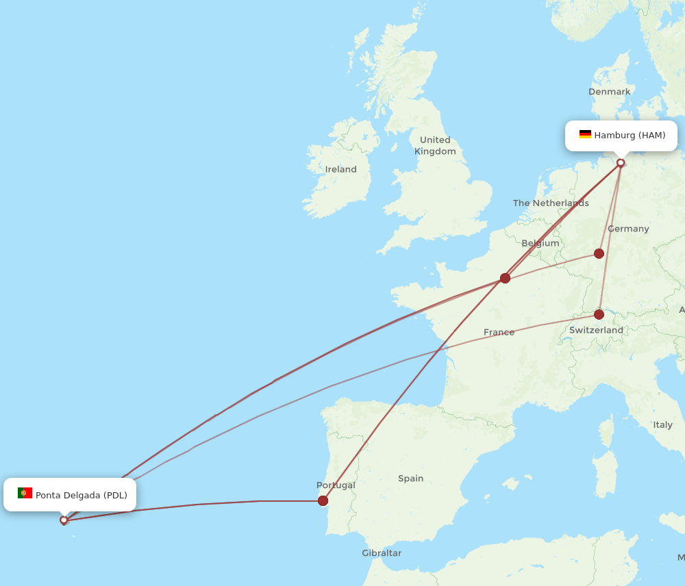 PDL-HAM flight routes