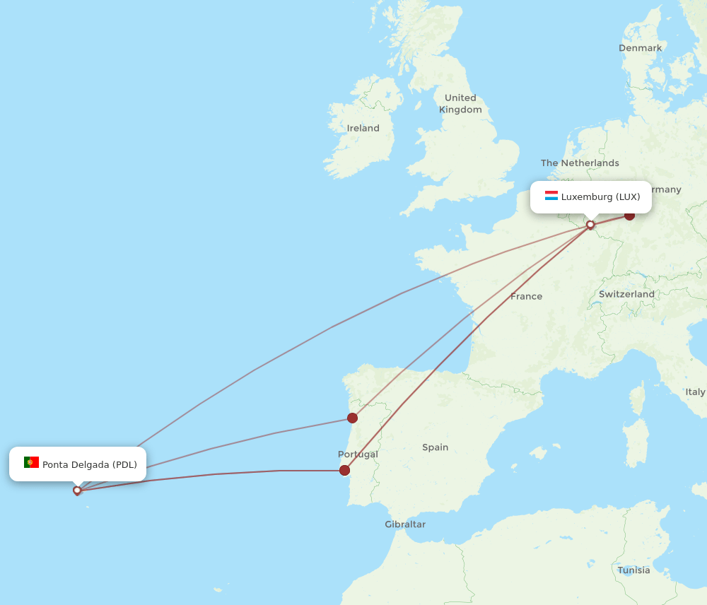 PDL-LUX flight routes