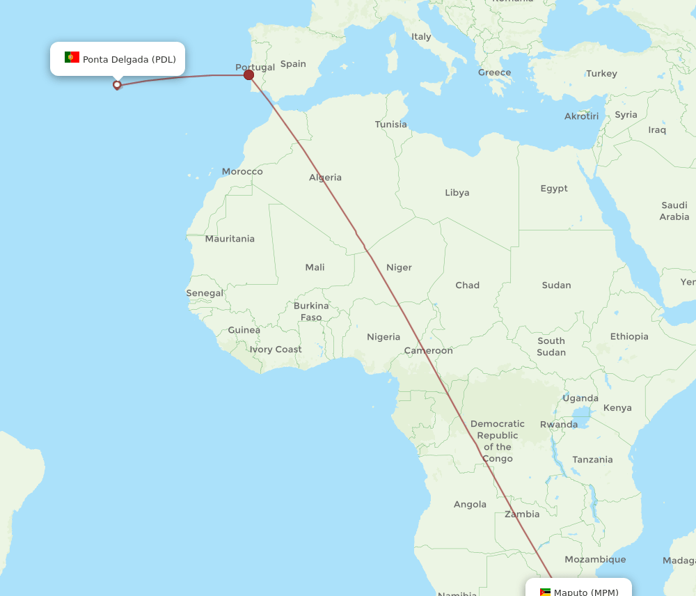PDL-MPM flight routes