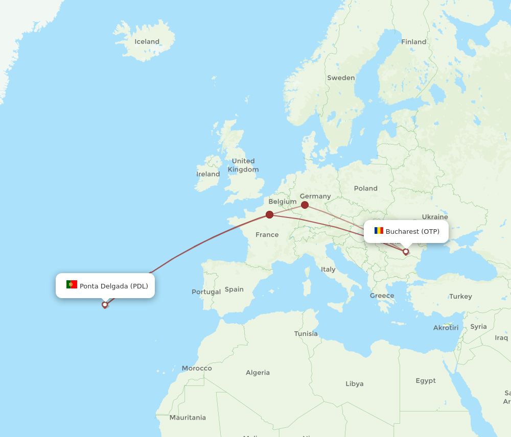 PDL-OTP flight routes