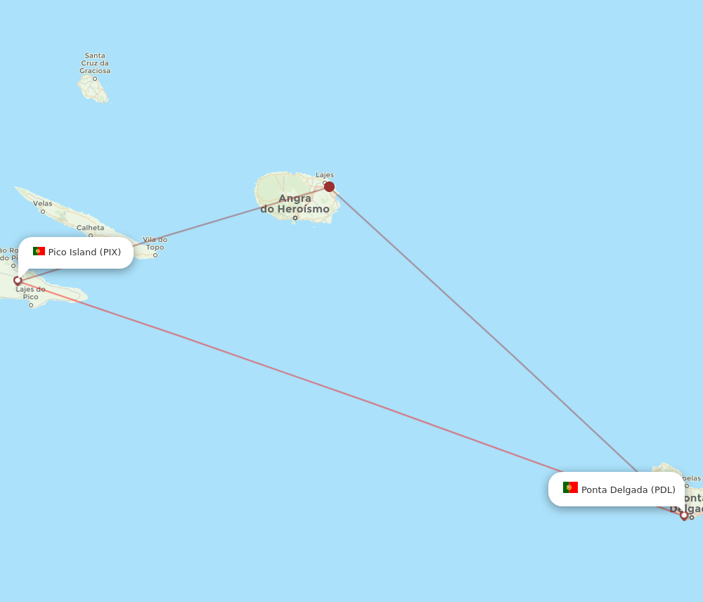 PDL to PIX flights and routes map