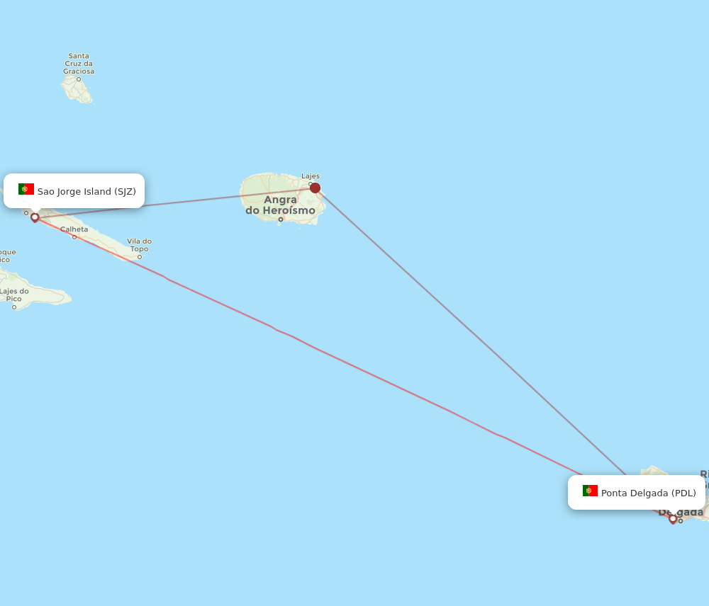 PDL to SJZ flights and routes map