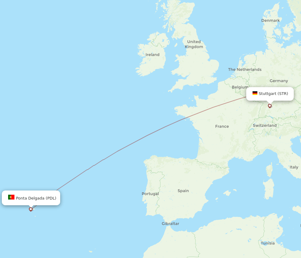 PDL-STR flight routes
