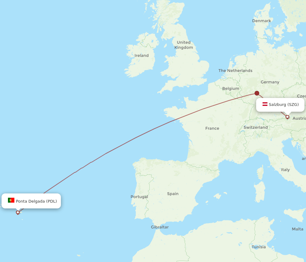 PDL-SZG flight routes