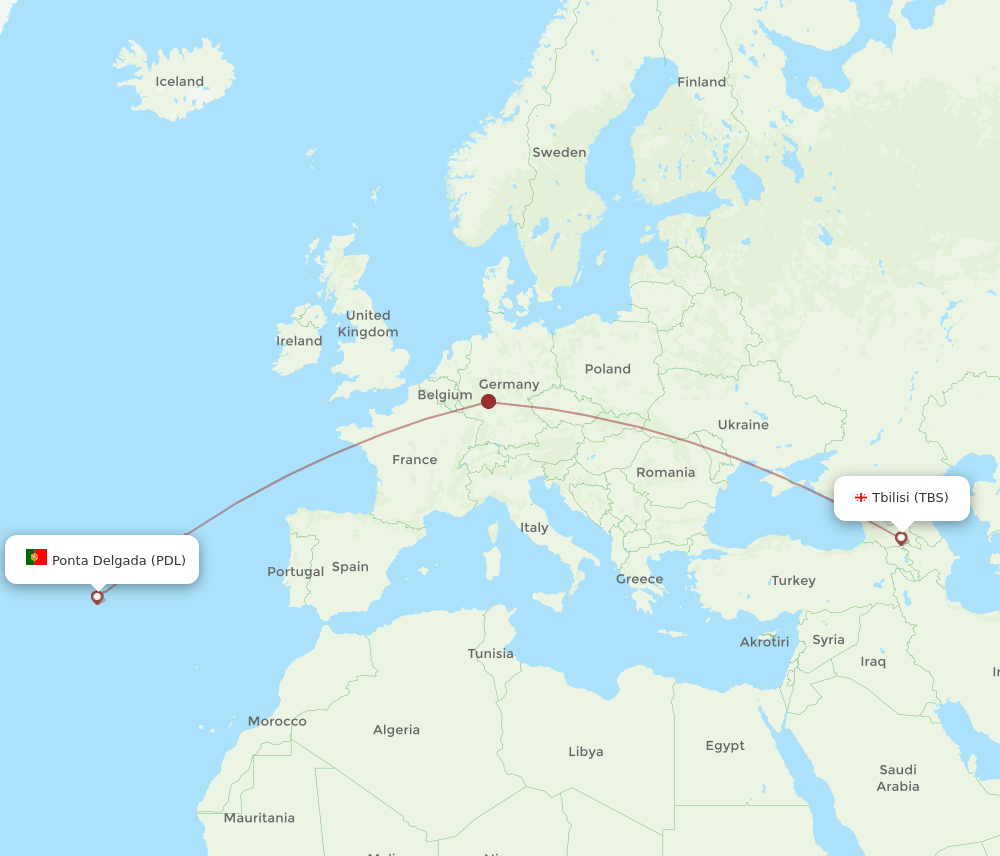 PDL-TBS flight routes