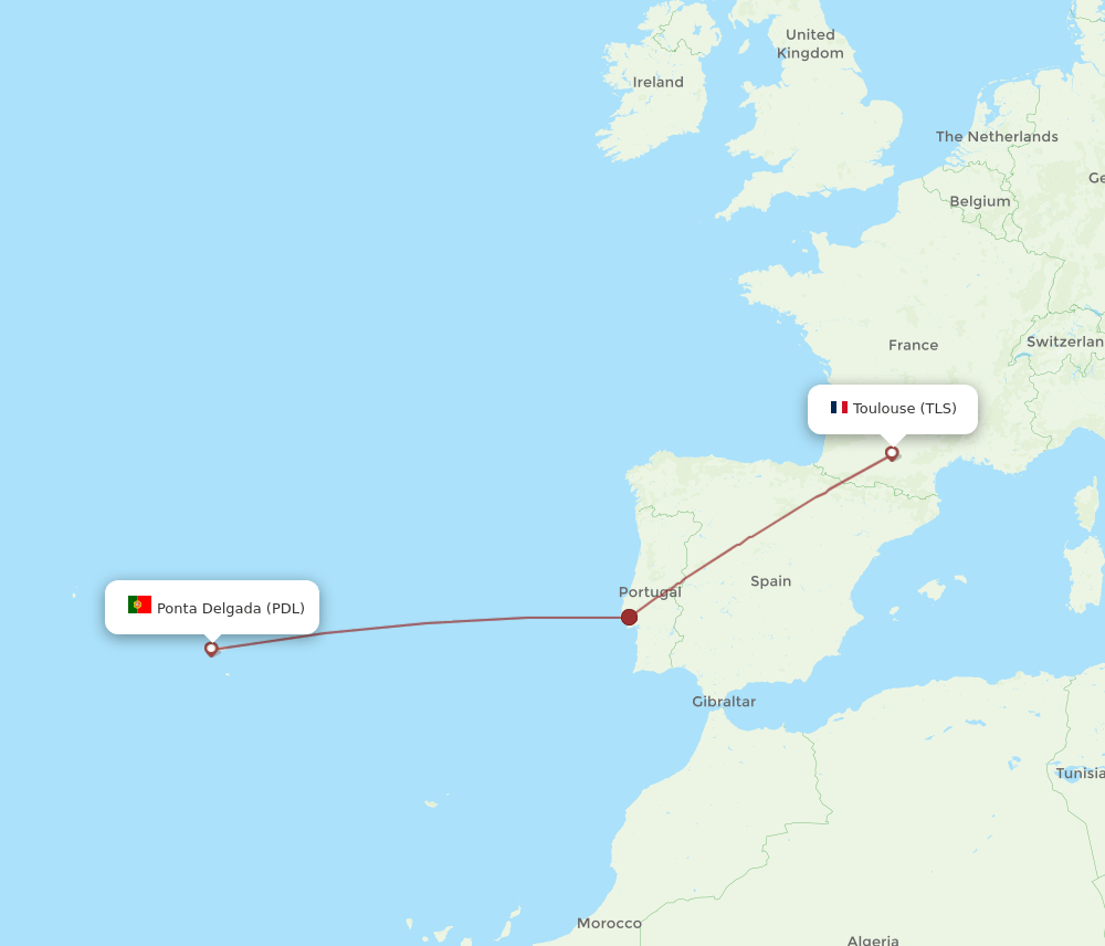 PDL to TLS flights and routes map