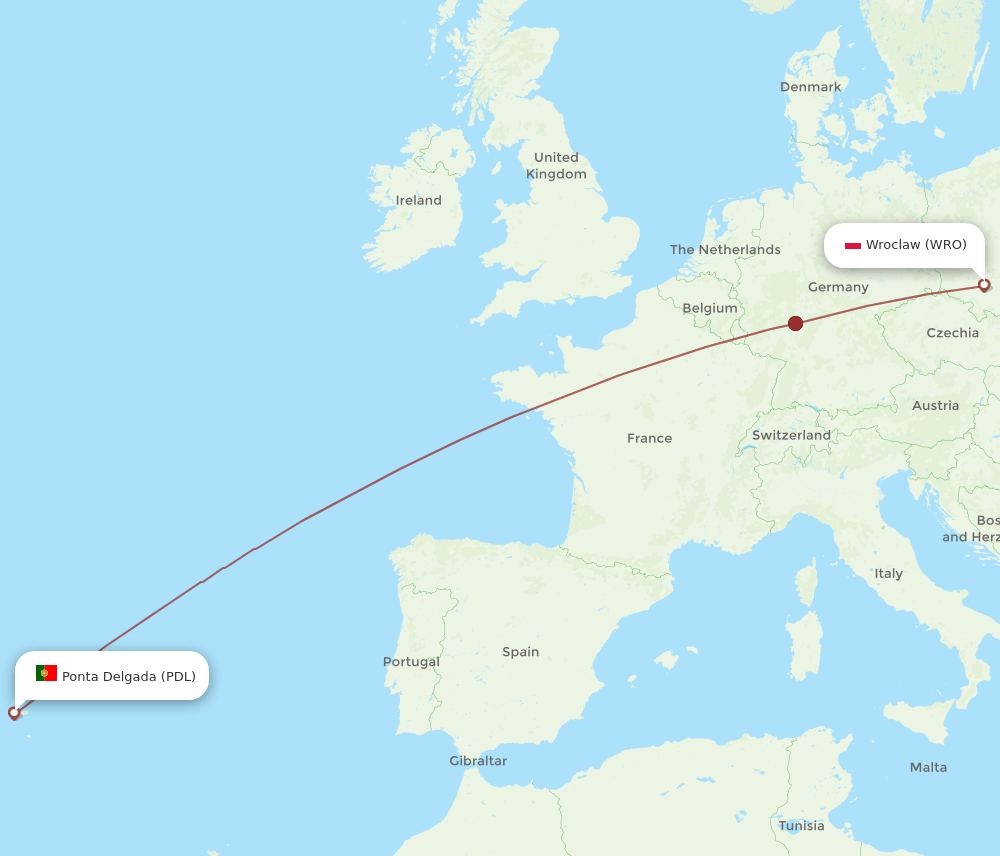 PDL-WRO flight routes