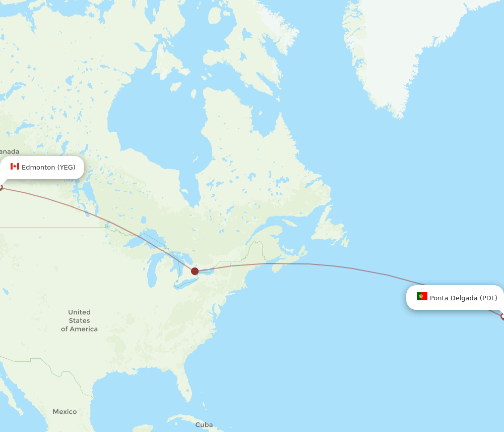 PDL-YEG flight routes