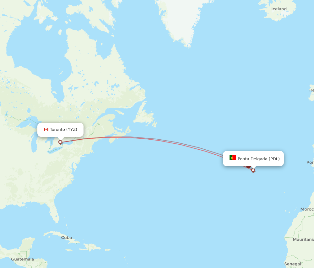 PDL-YYZ flight routes