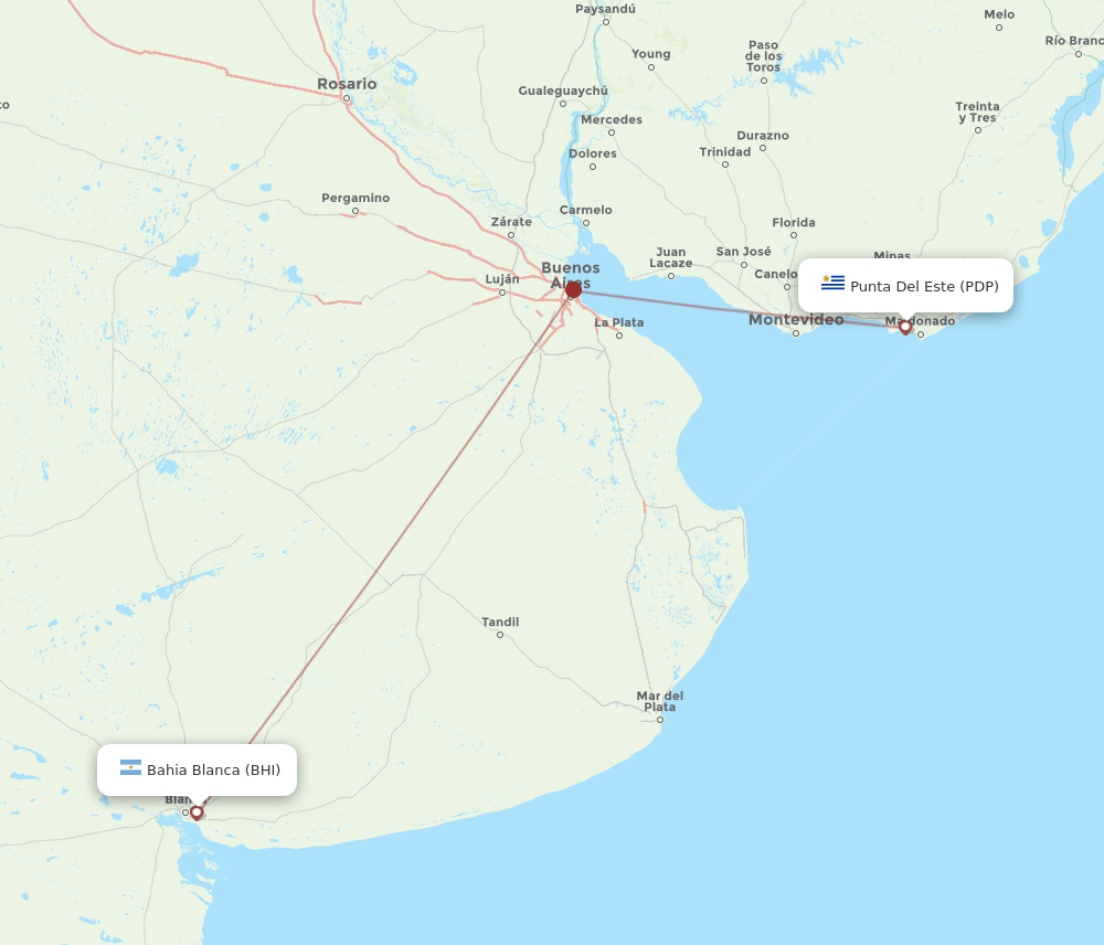 PDP to BHI flights and routes map