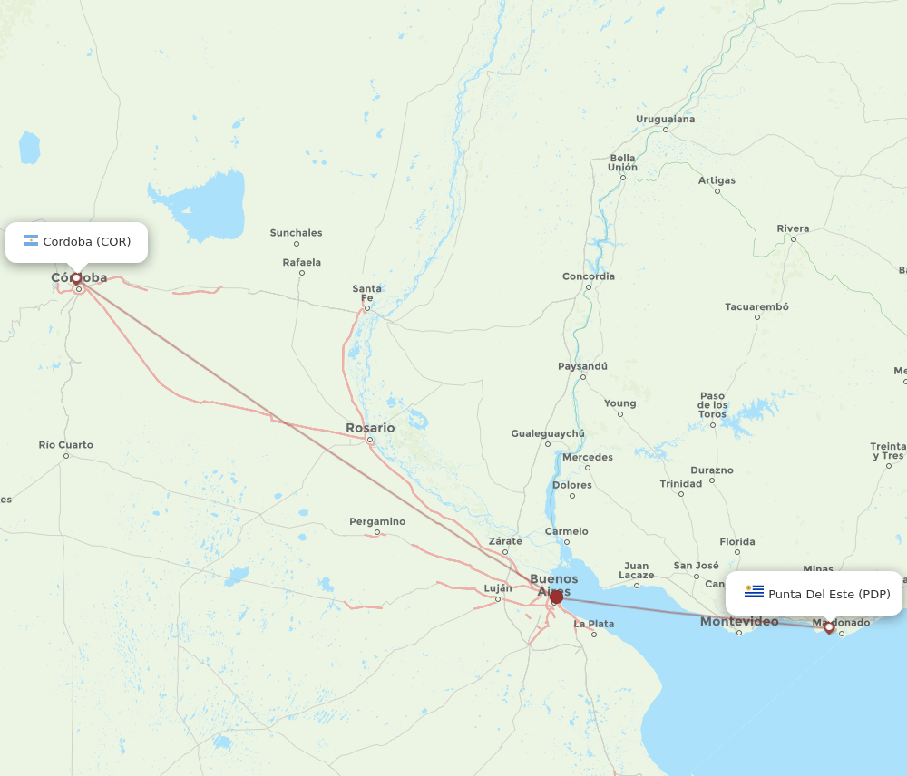 PDP-COR flight routes