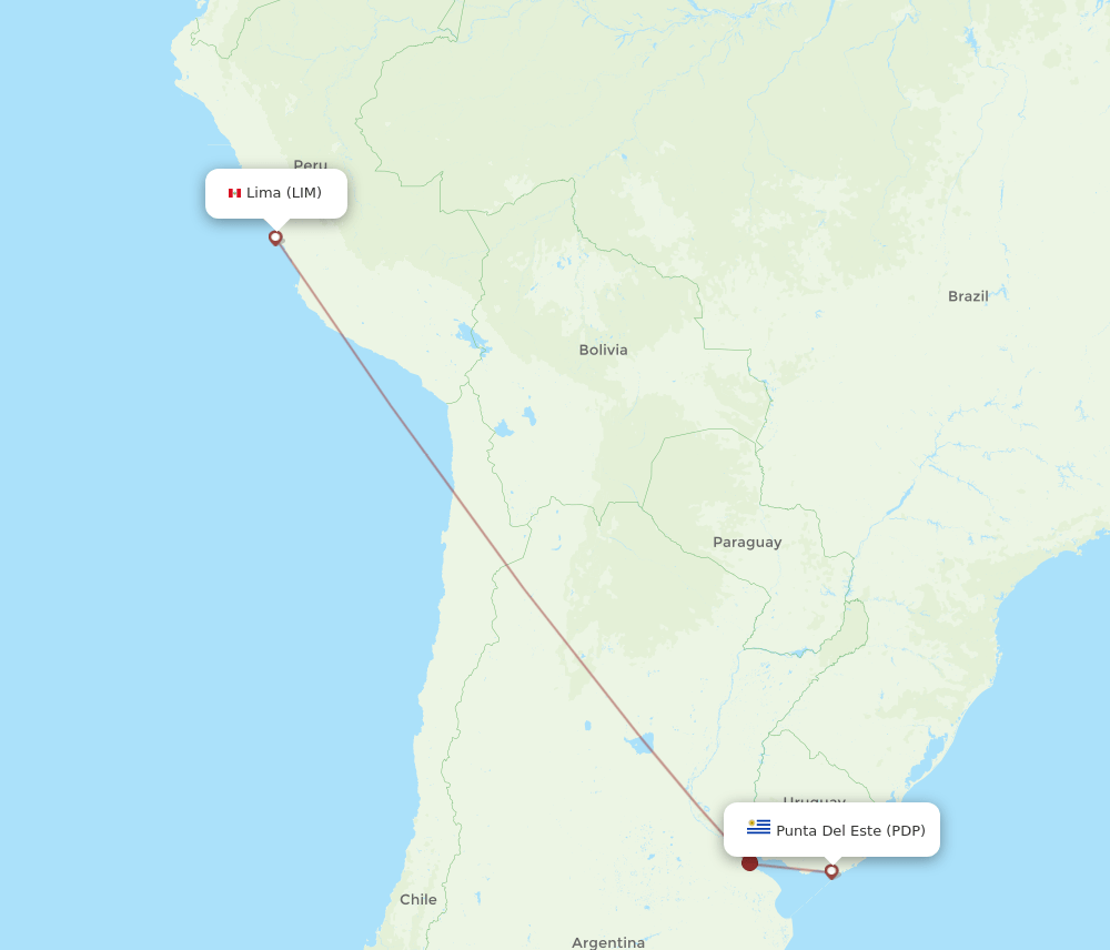 PDP to LIM flights and routes map