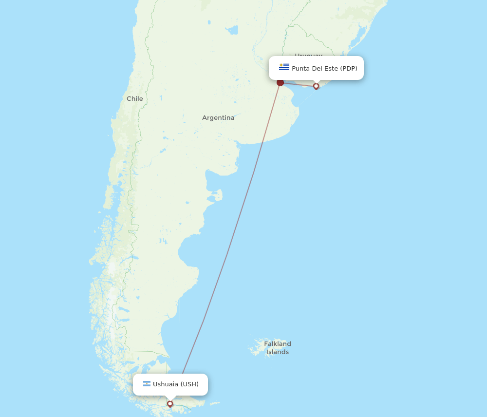 PDP to USH flights and routes map